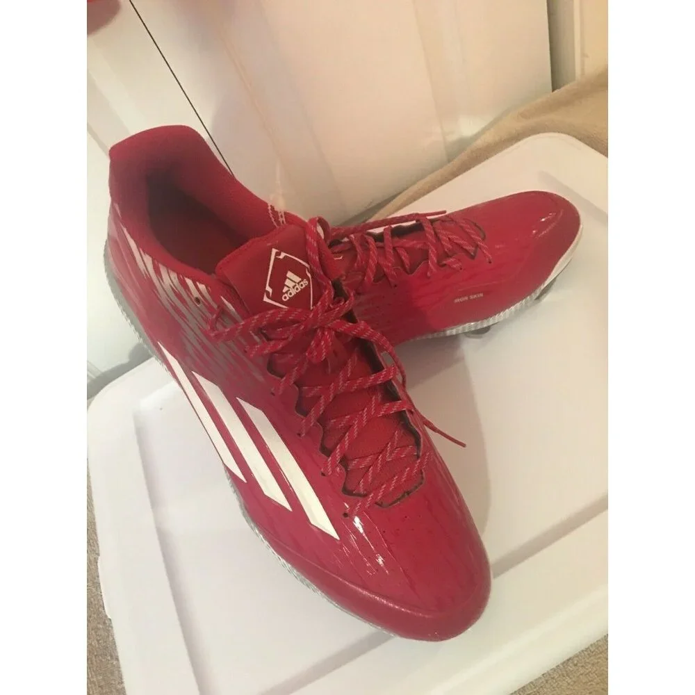 New Adidas Men's Sz 16‎ Power Alley 3 Metal Baseball Cleats Red S84760